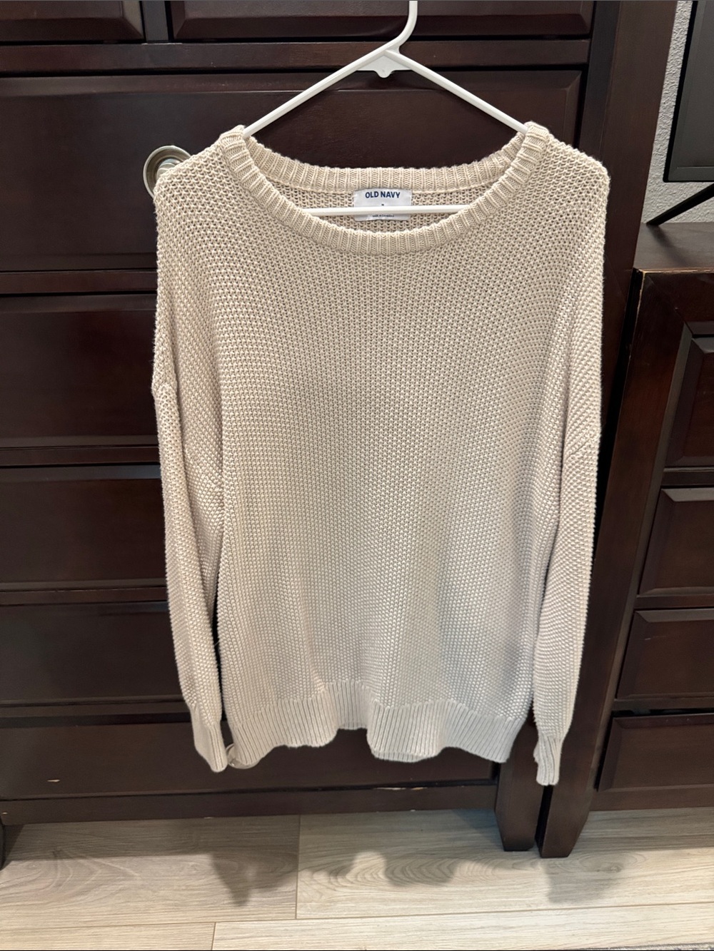 Old Navy Neutral Cream Textured Crewneck Sweater